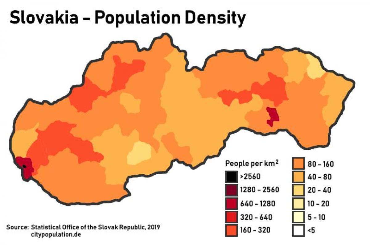 Slovacchia Popolazione Densità Mappa 